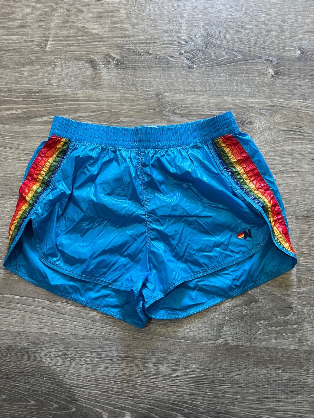 Aviator Nation Dresden Nylon Shorts Blue Size Small New